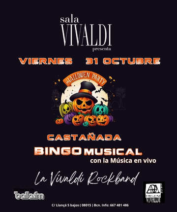 Halloween Party con Bingo Musical en vivo: Concierto en Sala Vivaldi, Barcelona, 31/10/2025 | Entradas Oficiales
